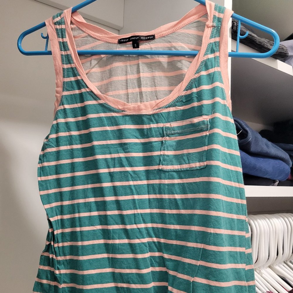 Teal/Pink Striped Tank Top